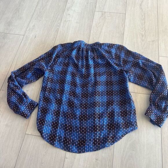 ANTHROPOLOGIE PILCRO Embroidered Plaid Button Up Size L Crew Neck Long Sleeve - Picture 5 of 9